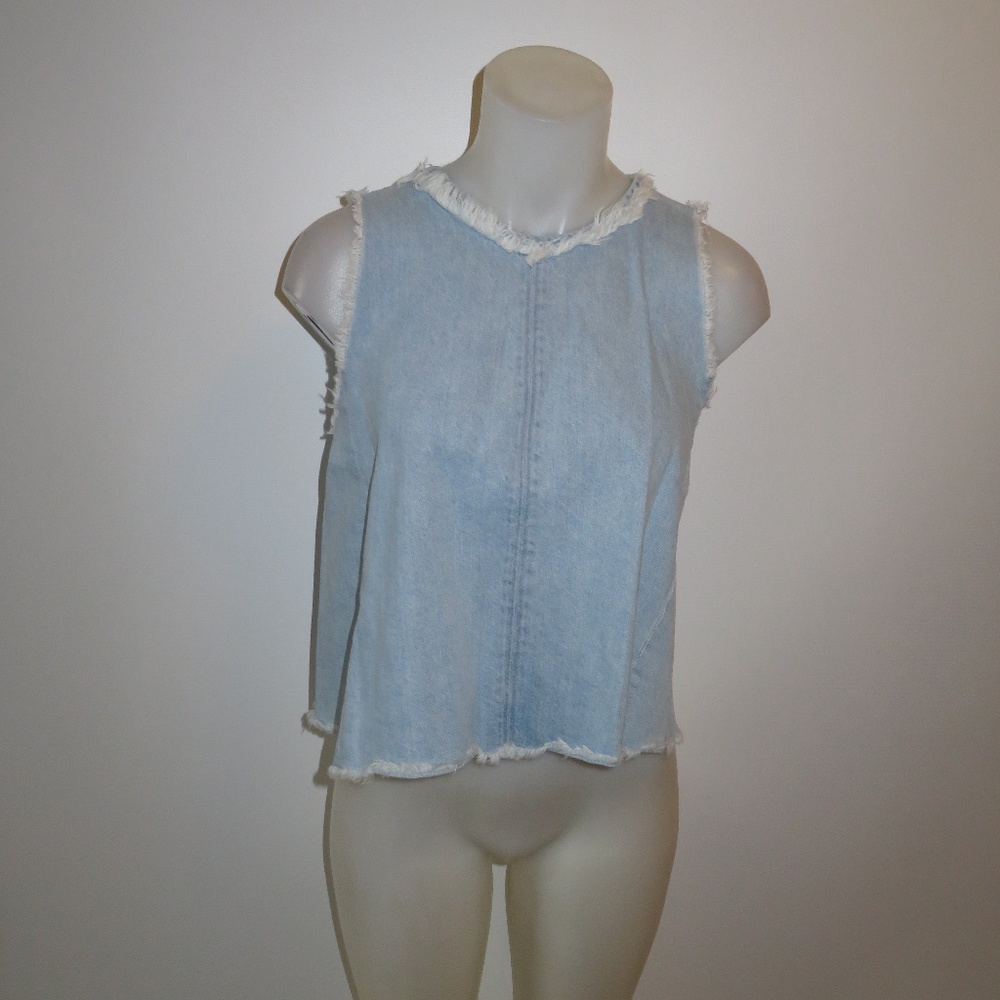 WOMENS J BRAND LIGHT DENIM SLEEVELESS TOP SZ S *